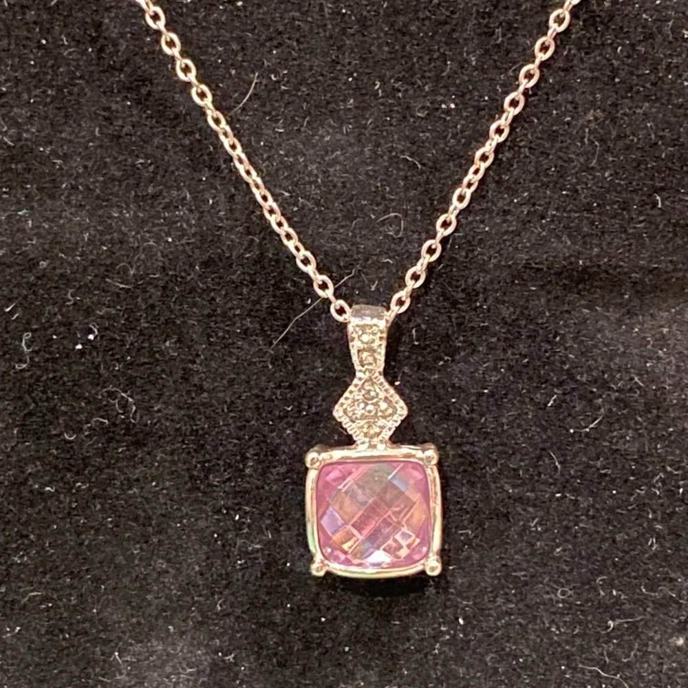 Pink Gemstone Three Piece Set Including Necklace, Bracelet and Earrings - Picture 2 of 4